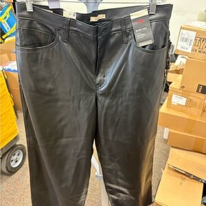 Men's Black Leather Jeans